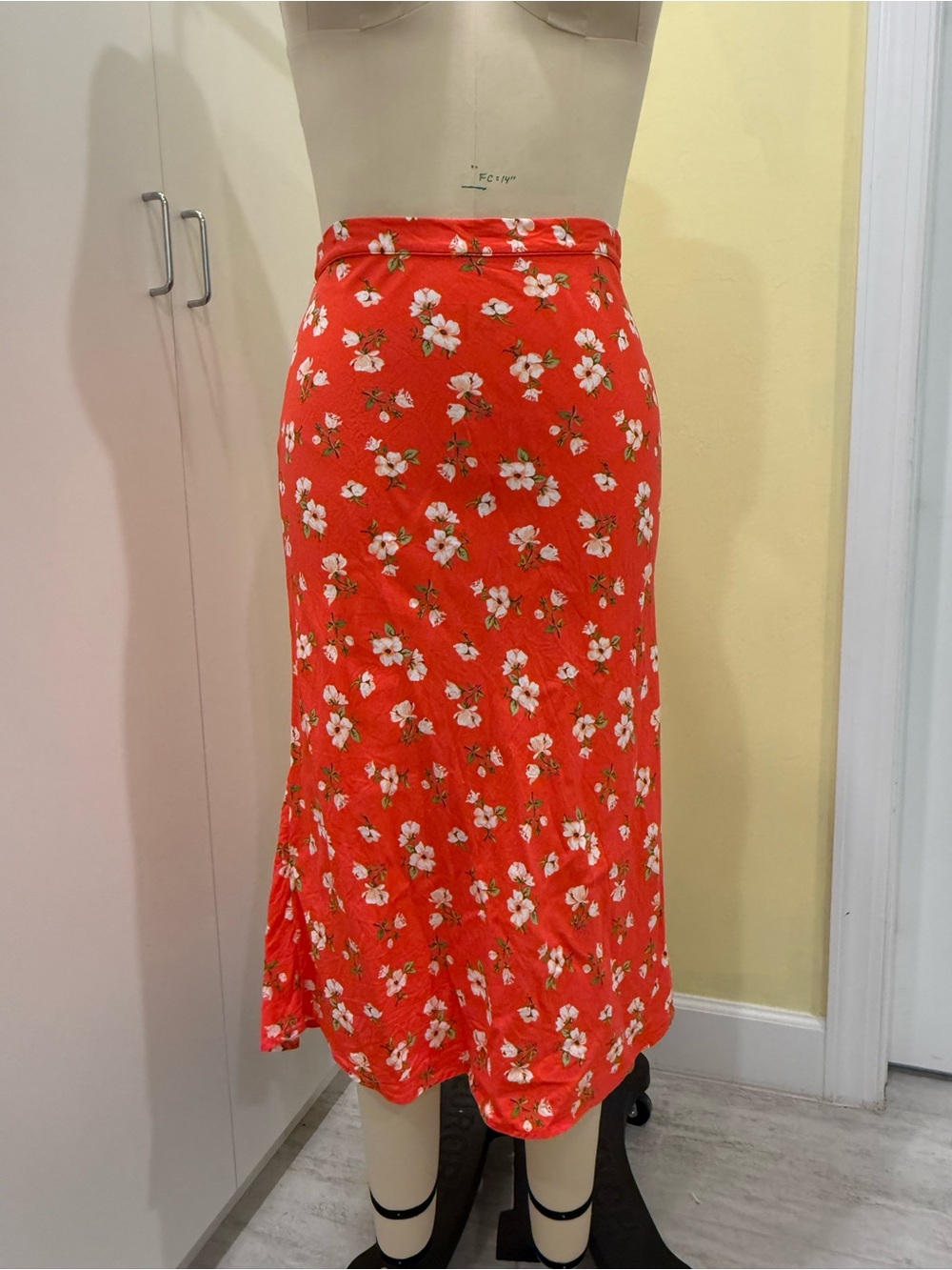 Old Navy Coral Floral Midi Skirt
